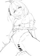 artist:ei character:miyako_(blue_archive) character:miyako_(swimsuit)_(blue_archive) creampie flushed_face hair_bow halo in-series_category:rabbit_squad in-series_category:SRT_special_academy long_hair meta:work-in-progress monochrome ponytail puffy_nipples series:blue_archive swimsuit // 1274x1800 // 262KB