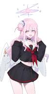 artist:doksyuri body_wings character:mika_(blue_archive) feathered_wings hair_bun halo in-series_category:justice_task_force in-series_category:tea_party in-series_category:trinity_general_school long_hair meta:source_request midriff pink_hair series:blue_archive yellow_eyes // 2153x4096 // 407KB