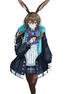 animal_ears artist:ken blue_eyes brown_hair character:amiya_(arknights) in-series_category:cautus in-series_category:rhodes_island in-series_category:rim_billiton rabbit_ears rabbit_girl series:arknights // 1736x2456 // 416KB