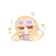 artist:ksn-yakisoba beauty_mark character:shiun_sumika_(gakuen_idolmaster) chibi green_eyes gyaru long_hair orange_hair series:gakuen_idolmaster series:idolmaster sunglasses swimsuit // 2048x2048 // 87KB