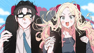 @_@ artist:kasasagi blonde_hair character:juou_sena_(gakuen_idolmaster) character:producer_(idolmaster) flushed_face hand_holding long_hair messy_hair series:gakuen_idolmaster series:idolmaster sweaty // 1280x720 // 346KB