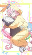 artist:drive_shot character:doodle_sensei_(blue_archive) character:koyuki_(blue_archive) character:koyuki_(pajama)_(blue_archive) character:sensei_(blue_archive) halo in-series_category:millenium_science_school in-series_category:seminar long_hair pajamas pink_eyes pink_hair rabbit_ears series:blue_archive twin_tails // 1980x3386 // 2.1MB