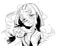 artist:hightway_420 character:shinosawa_hiro_(gakuen_idolmaster) flushed_face long_hair monochrome nosebleed series:gakuen_idolmaster series:idolmaster sweaty // 1091x882 // 259KB