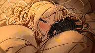 artist:kasasagi blonde_hair blue_eyes character:juou_sena_(gakuen_idolmaster) character:producer_(idolmaster) flushed_face long_hair messy_hair series:gakuen_idolmaster series:idolmaster // 1280x720 // 206KB