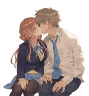 artist:hame_dragon brown_hair character:himesaki_rinami_(gakuen_idolmaster) character:producer_(idolmaster) flushed_face hair_bun hand_holding kiss long_hair series:gakuen_idolmaster series:idolmaster sweater // 963x1032 // 183KB