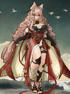 animal_ears artist:thiccborb character:pozyomka_(arknights) hair_accessories in-series_category:lupo in-series_category:ursus_(nation-state) long_hair pink_eyes pink_hair series:arknights wolf_ears wolf_girl // 3000x4000 // 11MB
