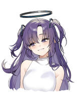 alternate_outfit artist:ddung_ddang character:yuuka_(blue_archive) halo in-series_category:millenium_science_school in-series_category:seminar long_hair mechanical_halo purple_eyes purple_hair series:blue_archive twin_tails // 1697x2073 // 1.1MB