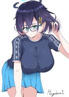 alternate_outfit artist:hayabusa_taka blue_hair character:chihiro_(blue_archive) glasses green_eyes hair_accessories halo in-series_category:millenium_science_school in-series_category:veritas mechanical_halo series:blue_archive short_hair sports_wear // 2828x4000 // 555KB