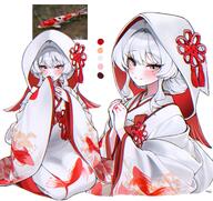 artist:7h4ze hair_bun kimono series:original wedding_dress wedding_ring white_eyes white_hair // 2852x2695 // 1006KB
