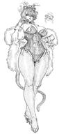 alternate_outfit animal_ears artist:indinu bunny_suit cat_ears cat_girl character:kaguya_(blue_archive) eye_liner hair_accessories hair_bun in-series_category:peking_opera_club in-series_category:shanhaijing_secondary_school leotard monochrome rabbit_ears series:blue_archive short_hair tail // 998x2245 // 267KB