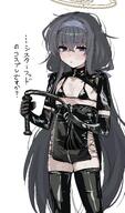 alternate_outfit artist:totemoii222916 black_hair blue_eyes bondage character:ui_(blue_archive) flushed_face halo in-series_category:library_committee in-series_category:trinity_general_school japanese_text long_hair messy_hair series:blue_archive twin_tails // 2352x3997 // 825KB