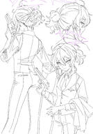 artist:drive_shot business_suit character:haruka_(blue_archive) halo in-series_category:gehenna_academy in-series_category:problem_solver_68 meta:work-in-progress monochrome pants ponytail series:blue_archive short_hair // 2480x3543 // 1.6MB