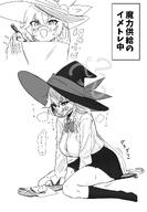 artist:nagomu character:eri_(blue_archive) comic flushed_face in-series_category:occult_research_society in-series_category:wild_hunt_academy_of_arts japanese_text long_hair masturbation monochrome series:blue_archive steaming_body witch_hat // 1423x2048 // 264KB