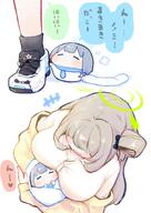 animal_ears artist:urode brown_hair character:chiroko_(urode) character:nonomi_(blue_archive) character:shiroko_(blue_archive) comic grey_hair hair_bun halo heterochromia in-series_category:abydos_high_school in-series_category:foreclosure_task_force japanese_text series:blue_archive short_hair wolf_ears wolf_girl // 1559x2200 // 295KB