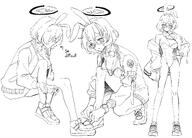 alternate_outfit artist:jshnimzz bunny_suit character:chihiro_(blue_archive) english_text glasses hair_accessories halo high-cut_leotard in-series_category:millenium_science_school in-series_category:veritas leotard mechanical_halo monochrome rabbit_ears series:blue_archive short_hair // 3154x2268 // 1.3MB