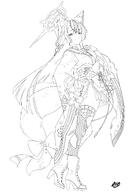 animal_ears artist:oto_jampan character:wakamo_(blue_archive) fishnet_leggings fox_ears fox_girl fox_tail hair_accessories halo in-series_category:allied_hyakkiyako_academy in-series_category:seven_prisoners long_hair meta:work-in-progress monochrome series:blue_archive tail torn_clothing torn_stockings // 2818x4000 // 751KB