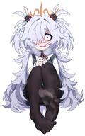 artist:dr_yamero character:kanoe_(blue_archive) flushed_face grey_hair hair_accessories hair_covering_eye halo in-series_category:occult_research_society in-series_category:wild_hunt_academy_of_arts long_hair messy_hair orange_eyes series:blue_archive steaming_body sweaty twin_tails // 1280x2048 // 263KB