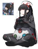 anger_vein artist:reia black_hair bodysuit character:rio_(battle)_(blue_archive) character:rio_(blue_archive) halo in-series_category:millenium_science_school in-series_category:seminar long_hair mechanical_halo ponytail pouty_face red_eyes series:blue_archive // 1574x2048 // 305KB