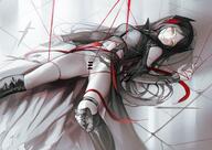 animal_ears artist:iumu black_hair bondage character:ines_(arknights) goat_ears goat_horns horns in-series_category:babel in-series_category:caprinae in-series_category:kazdel long_hair pubic_hair series:arknights thigh_squish yellow_eyes // 2210x1562 // 3.1MB