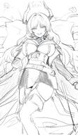 artist:kyurosuku beauty_mark character:satsuki_(blue_archive) demon_horns halo horns in-series_category:gehenna_academy in-series_category:pandemonium_society long_hair meta:source_request monochrome series:blue_archive // 2085x3616 // 597KB