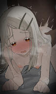 artist:kanzumemaguro blonde_hair character:shinosawa_hiro_(gakuen_idolmaster) doggy_style flushed_face gripping_bed long_hair orange_eyes series:gakuen_idolmaster series:idolmaster steaming_body sweaty // 4767x7927 // 14MB