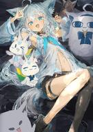 animal_ears artist:ichika87 blue_eyes character:shirakami_fubuki fox_ears fox_girl hair_braid in-series_category:gamers in-series_category:generation_1 in-series_category:hololive_japan long_hair midriff series:hololive white_hair // 2480x3508 // 917KB