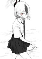 alternate_outfit artist:zangaiiii1 beauty_mark black_hair character:kayoko_(blue_archive) demon_horns halo horns in-series_category:gehenna_academy in-series_category:problem_solver_68 red_eyes series:blue_archive two-tone_hair white_hair // 1480x2048 // 165KB