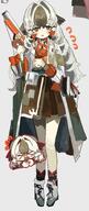 artist:uhay bird_girl black_hair character:snowsant_(arknights) chibi in-series_category:liberi in-series_category:lungmen long_hair orange_eyes series:arknights two-tone_hair white_hair // 1724x4096 // 578KB