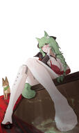 animal_ears artist:amaruda cat_ears cat_girl cat_tail character:harmonie_(arknights) character:harmonie_(invitation)_(arknights) flushed_face green_hair hair_bow hair_braid in-series_category:feline in-series_category:tara lingerie lipstick long_hair pov tail // 1500x2529 // 1.1MB