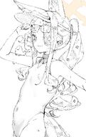 animal_ears artist:mynameis_k character:seia_(blue_archive) character:seia_(swimsuit)_(blue_archive) fox_ears fox_girl fox_tail hair_covering_eye halo in-series_category:tea_party in-series_category:trinity_general_school long_hair monochrome nipples_visible_through_clothing ponytail series:blue_archive sunglasses swimsuit tail yellow_eyes // 1232x1958 // 352KB