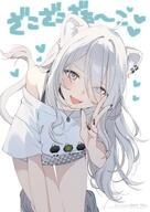 animal_ears artist:ttomari cat_ears cat_girl cat_tail character:shishiro_botan ear_piercings grey_eyes in-series_category:generation_5 in-series_category:hololive_japan lion_ears lion_girl long_hair series:hololive shirt_only tail white_hair // 1100x1556 // 199KB