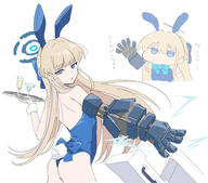 artist:nyaru blonde_hair blue_eyes bunny_suit character:toki_(blue_archive) character:toki_(bunny)_(blue_archive) chibi hair_braid in-series_category:cleaning_&_clearing in-series_category:millenium_science_school in-series_category:super_phenomenon_task_force japanese_text leotard long_hair rabbit_ears series:blue_archive // 527x463 // 173KB