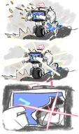 artist:ideolo character:aris_(battle)_(blue_archive) character:aris_(blue_archive) character:key_(blue_archive) comic hair_down_the_middle halo in-series_category:game_development_department in-series_category:millenium_science_school leotard mecha pink_eyes series:blue_archive white_hair // 844x1430 // 194KB
