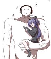 artist:kai_xin character:doodle_sensei_(blue_archive) character:sensei_(blue_archive) character:yuuka_(blue_archive) flushed_face halo in-series_category:millenium_science_school in-series_category:seminar long_hair mechanical_halo purple_eyes purple_hair series:blue_archive twin_tails // 1769x2048 // 214KB