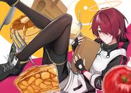 artist:r_oot body_wings character:exusiai_(arknights) hair_covering_eye halo in-series_category:laterano in-series_category:sankta red_eyes red_hair series:arknights short_hair // 4096x2892 // 1.1MB