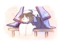 animal_ears artist:urode black_hair cat_ears cat_girl cat_tail character:kikyou_(blue_archive) chibi halo happi_coat headpat in-series_category:allied_hyakkiyako_academy in-series_category:hyakkaryouran_conflict_resolution_council series:blue_archive short_hair tail // 2217x1542 // 250KB