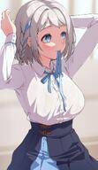 artist:deras blue_eyes character:katsuragi_lilja_(gakuen_idolmaster) hair_braid series:gakuen_idolmaster series:idolmaster short_hair wet_shirt white_hair // 1200x2073 // 293KB