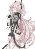 artist:ken character:theresa_(arknights) demon_horns dress horns in-series_category:babel in-series_category:kazdel in-series_category:sarkaz long_hair pink_eyes pink_hair series:arknights // 2026x2865 // 845KB