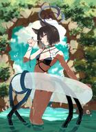 animal_ears artist:manga_to_yukata black_eyes black_hair cat_ears cat_girl cat_tail character:kikyou_(blue_archive) character:kikyou_(swimsuit)_(blue_archive) halo in-series_category:allied_hyakkiyako_academy in-series_category:hyakkaryouran_conflict_resolution_council series:blue_archive short_hair swimsuit tail tail_wrap // 2916x4000 // 1.0MB