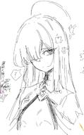 artist:kowa character:malkuth_(blue_archive) hair_covering_eye in-series_category:decagrammaton long_hair meta:cropped monochrome series:blue_archive white_skin // 1118x1797 // 186KB