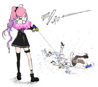 animal_ears artist:kenzen_ahemaru blue_hair character:kikirara_vivi character:usada_pekora idol_outfit in-series_category:dev_is in-series_category:flow_glow in-series_category:generation_3 in-series_category:hololive_japan pink_hair rabbit_ears rabbit_girl series:hololive side_ponytail twin_tails two-tone_hair // 1800x1590 // 677KB