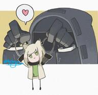 animal_ears artist:whitydragon cat_ears cat_girl character:doctor_(arknights) character:kal'tsit_(arknights) chibi green_eyes in-series_category:feline in-series_category:rhodes_island series:arknights short_hair white_hair // 751x726 // 1.1MB