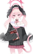 animal_ears artist:h2b bird_girl body_wings cat_ears cat_girl cat_tail character:koharu_(blue_archive) feathered_wings flushed_face halo head_wings in-series_category:justice_task_force in-series_category:make-up_work_club in-series_category:trinity_general_school pink_eyes pink_hair series:blue_archive tail twin_tails // 1689x2759 // 1.2MB
