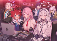 artist:poppuqn beauty_mark blonde_hair blue_eyes blue_hair character:chihiro_(blue_archive) character:eimi_(blue_archive) character:hare_(blue_archive) character:himari_(blue_archive) character:kotama_(blue_archive) character:maki_(blue_archive) elf glasses green_eyes hair_accessories hair_braid hair_bun halo in-series_category:millenium_science_school in-series_category:super_phenomenon_task_force in-series_category:veritas long_hair mechanical_halo pink_hair pointed_ears ponytail purple_eyes red_hair series:blue_archive short_hair sweater white_hair // 1600x1131 // 1.1MB