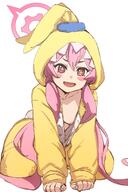 artist:BOW character:koyuki_(blue_archive) character:koyuki_(pajama)_(blue_archive) halo in-series_category:millenium_science_school in-series_category:seminar long_hair nipple_slip pajamas peek pink_eyes pink_hair rabbit_ears series:blue_archive twin_tails // 811x1214 // 112KB
