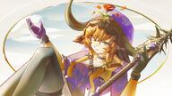 animal_ears artist:nikov blue_eyes bovine_horns brown_hair character:pallas_(arknights) horns in-series_category:forte in-series_category:minos series:arknights // 3840x2160 // 536KB