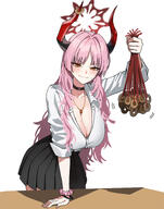 artist:JasonKim beauty_mark character:satsuki_(blue_archive) demon_horns flushed_face halo horns hypnosis in-series_category:gehenna_academy in-series_category:pandemonium_society long_hair meme orange_eyes pink_hair series:blue_archive // 1200x1523 // 589KB