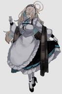 artist:kawatiw brown_hair character:akane_(blue_archive) flushed_face glasses hair_down_the_middle halo in-series_category:cleaning_&_clearing in-series_category:millenium_science_school long_hair maid meta:source_deprecated series:blue_archive // 1357x2048 // 319KB