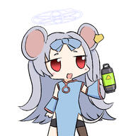 animal_ears artist:namakurage character:saya_(blue_archive) grey_hair halo in-series_category:eastern_alchemy_society in-series_category:shanhaijing_secondary_school long_hair meme rat_ears rat_girl red_eyes series:blue_archive // 2024x2097 // 1008KB