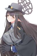 artist:asya brown_eyes brown_hair character:misuzu_(blue_archive) elf halo in-series_category:correctional_bureau in-series_category:valkyrie_police_school long_hair pointed_ears series:blue_archive // 1080x1637 // 133KB